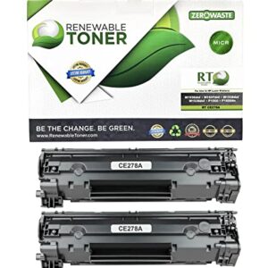 Renewable Toner Compatible MICR Toner Cartridge Replacement for HP CE278A 78A Canon 128 Laser Printers M1536 M1537 M1538 M1539 P1566 P1606 (Pack of 2)