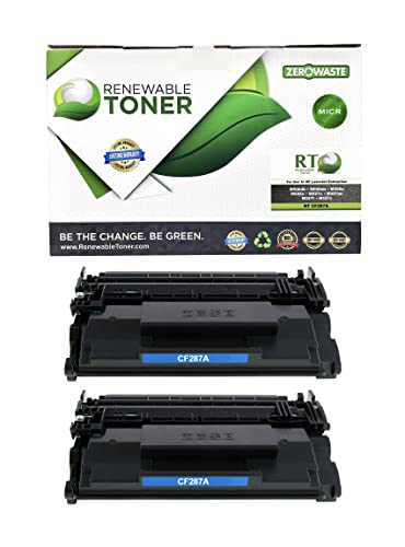 Renewable Toner 87A MICR Replacement for HP 87A 87X | HP Laser Printers M501 M506 MFP M527 | CF287A CF287X Magnetic Ink Check Printer Cartridge (Pack of 2)