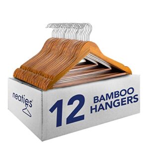 neaties bamboo wood hangers | cherry finish | with 360° degree swivel hook & smooth cut notches | 12pack
