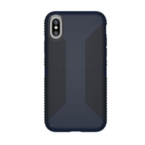 speck iphone x / xs presidio grip case, 10-foot drop protected iphone case with scratch-resistant finish and protective no-slip grip, eclipse blue/carbon black