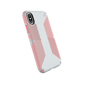 speck products presidio grip case for iphone xs/iphone x, dove grey/tart pink (103131-6584)
