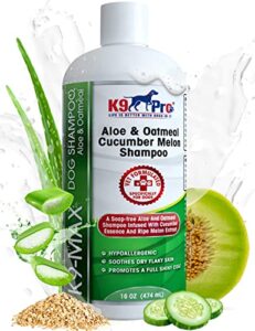 oatmeal dog shampoo and conditioner - for dogs with allergies and dry itchy sensitive skin. best hypoallergenic medicated tear free anti itch for puppy - with aloe cucumber essence and melon extract