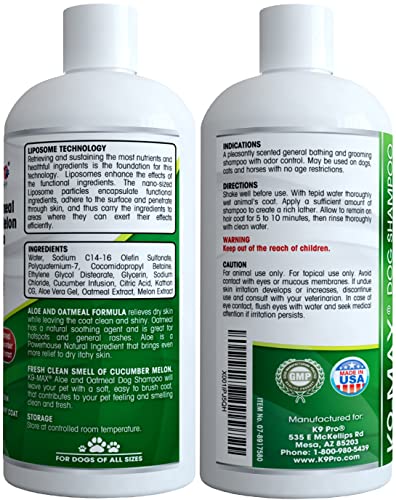 Oatmeal Dog Shampoo and Conditioner - for Dogs with Allergies and Dry Itchy Sensitive Skin. Best Hypoallergenic Medicated Tear Free Anti Itch for Puppy - with Aloe Cucumber Essence and Melon Extract