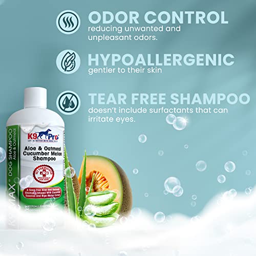 Oatmeal Dog Shampoo and Conditioner - for Dogs with Allergies and Dry Itchy Sensitive Skin. Best Hypoallergenic Medicated Tear Free Anti Itch for Puppy - with Aloe Cucumber Essence and Melon Extract