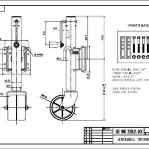 Jeremywell 2000lbs Trailer Jack with Double Wheel Swivel Tongue Twin Boat Towing 26" Length Lift