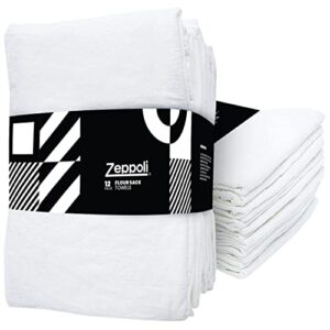 zeppoli flour sack towels -12-pack - 28" x 28" 100% cotton linen kitchen towels - absorbent flour sack dish towels - white tea towels for kitchen - ring spun cotton white dish drying towels