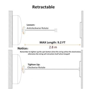 BESy Retractable Clothesline SUS304 Stainless Steel Clothes Dryer with Adjustable Stainless Steel Rope String Hotel Style Heavy Duty,9.2 Feets,Polished Chrome Finish, Round Style