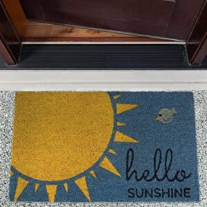 DII Natural Coir Doormat, Decorative Hello Mat, 17x29, Hello Sunshine, Blue