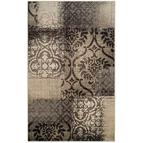 Superior Bristol Collection Area Rug, 8mm Pile Height with Jute Backing, Chic Geometric Damask Patchwork Design, Fashionable and Affordable Woven Rugs - 5' x 8' Rug, Beige & Brown