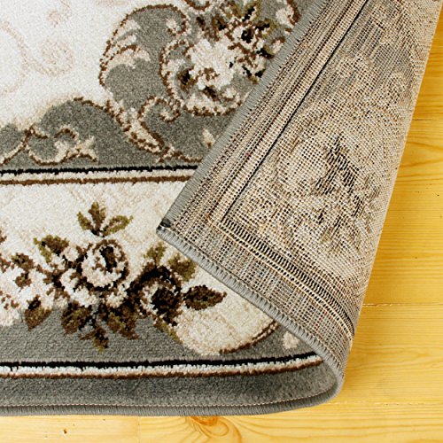 SUPERIOR Traditional Oriental Floral Polypropylene Indoor Area Rug or Runner with Jute Backing, 2'7" x 8', Beige