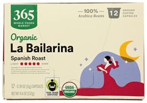 365 by whole foods market, coffee la bailarina spanish roast pods organic 12 count, 4.6 ounce