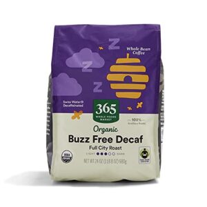 365 by whole foods market, coffee buzz free decaf whole bean organic, 24 ounce
