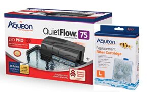 aqueon bundle of quietflow power aquarium filter and 3 replacement aquarium filter cartridges (400 gph)