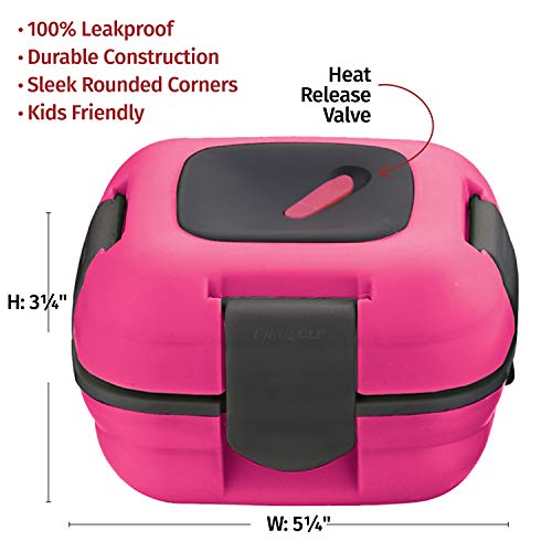 Lunch Box ~ Pinnacle Insulated Leak Proof Lunch Box for Adults and Kids - Thermal Lunch Container With NEW Heat Release Valve, 16 oz (Pink)