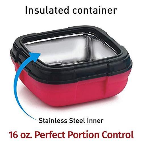 Lunch Box ~ Pinnacle Insulated Leak Proof Lunch Box for Adults and Kids - Thermal Lunch Container With NEW Heat Release Valve, 16 oz (Pink)