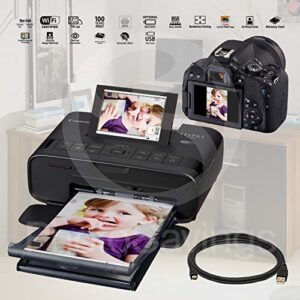 Canon SELPHY CP1300 Compact Photo Printer (Black) with WiFi w/ 2X Color Ink and Paper Set