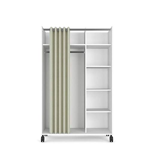 Tvilum Lola Mobile Curtain Storage Center, White/Natural Fabric