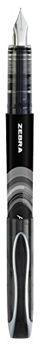 Zebra Pen Fountain Pen Set, Fine Point 0.6mm, Black Non-Toxic Ink, Stainless Steel Nib, Disposable, 2-Pack (48312)