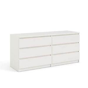 tvilum 6 drawer double dresser, white