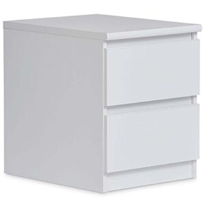tvilum scottsdale 2 drawer nightstand, 15.91 in x 19.69 in x 19.49 in (d x w x h), white woodgrain