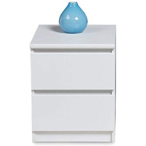 Tvilum Scottsdale 2 Drawer Nightstand, 15.91 in x 19.69 in x 19.49 in (D x W x H), White Woodgrain