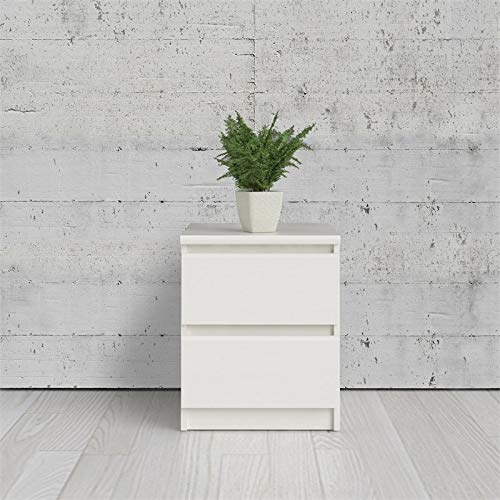 Tvilum Scottsdale 2 Drawer Nightstand, 15.91 in x 19.69 in x 19.49 in (D x W x H), White Woodgrain