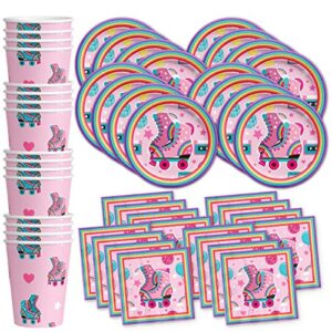 roller skating birthday party supplies set plates napkins cups tableware kit for 16