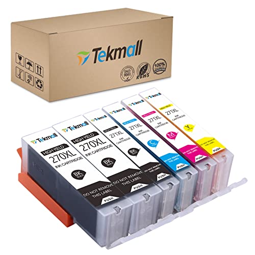 Tekmall Compatible Ink Cartridges Replacement for PGI-270XL CLI-271XL Work with PIXMA TS5020, TS6020, MG6821,MG5720, MG5721,MG5722,MG6820,MG6822 Printers--6 Packs(No Grey)