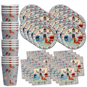 medieval knight castle birthday party supplies set plates napkins cups tableware kit for 16