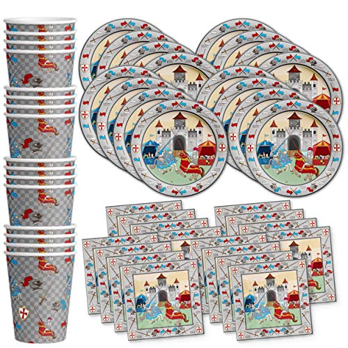 Medieval Knight Castle Birthday Party Supplies Set Plates Napkins Cups Tableware Kit for 16