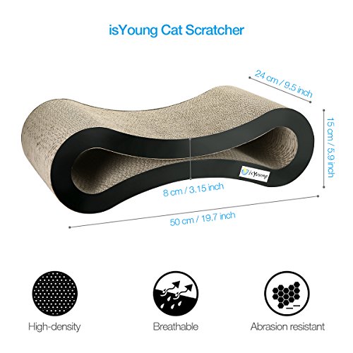 isYoung Cat Scratcher Lounge Corrugated Cat Scratcher Cardboard Protector for Furniture Couch Floor Eco-Friendly Toy - Keep Cats Fun Healthy