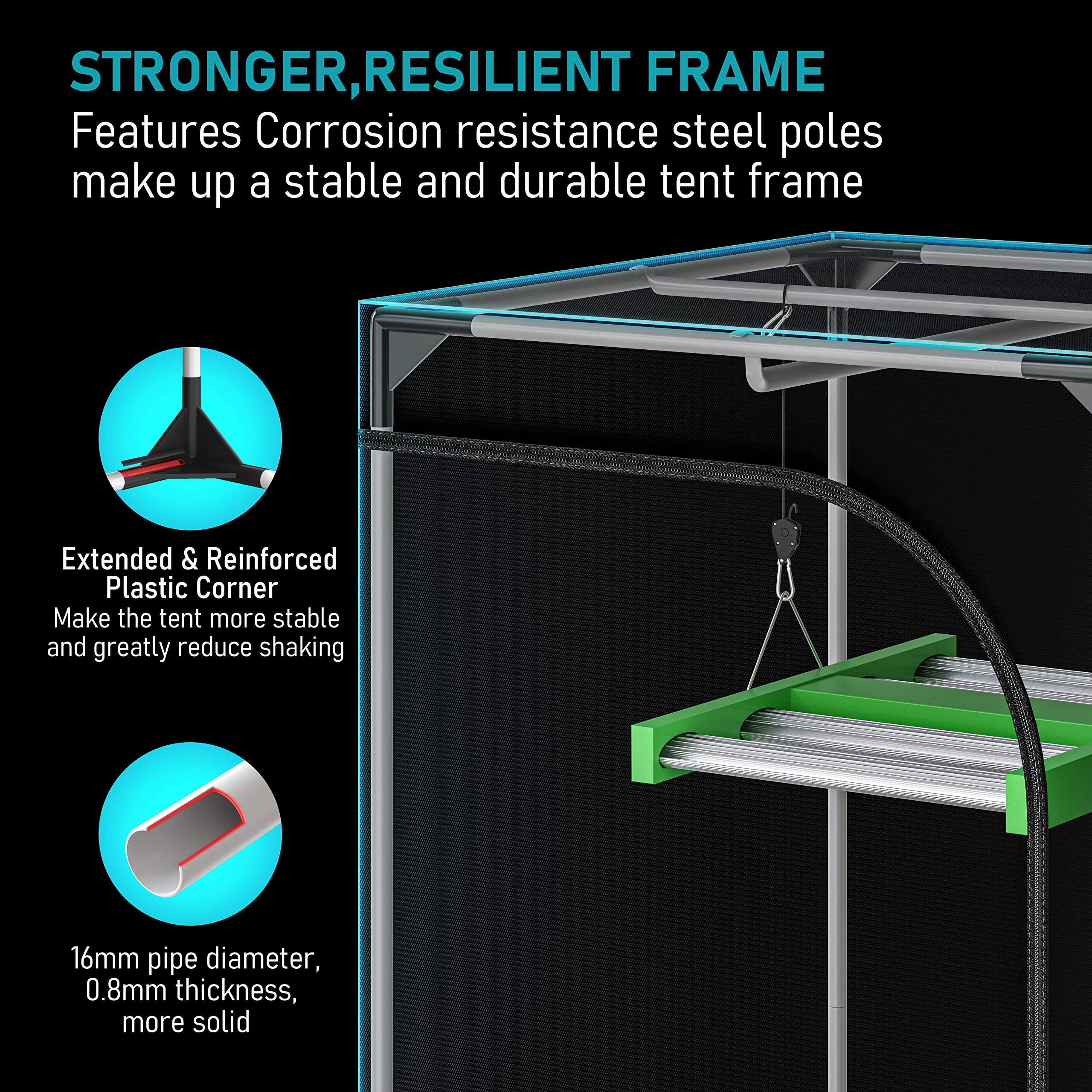 TopoLite 24"x24"x48" Grow Tent Garden Growing Dark Room with Heavy Duty Reflective Mylar for Indoor Growing 2'x2'