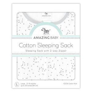 Amazing Baby Cotton Sleeping Sack, Wearable Blanket with 2-way Zipper, Sterling Confetti, Medium (6-12 mo)