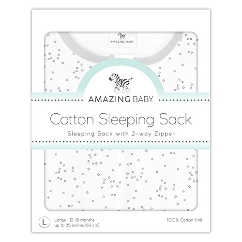Amazing Baby Cotton Sleeping Sack, Wearable Blanket with 2-way Zipper, Sterling Confetti, Medium (6-12 mo)
