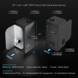 TopoLite 24"x24"x48" Grow Tent Garden Growing Dark Room with Heavy Duty Reflective Mylar for Indoor Growing 2'x2'