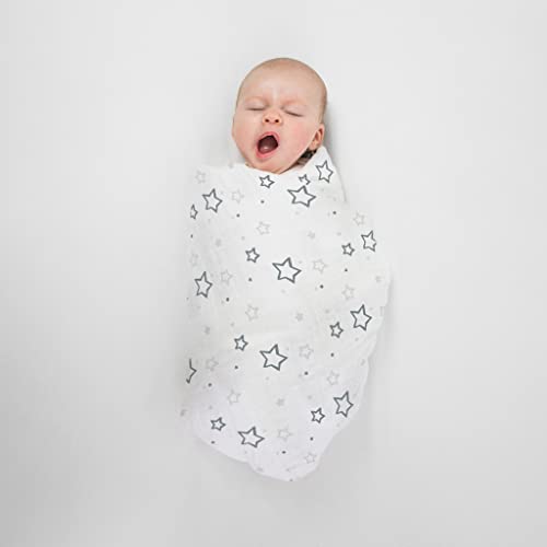 Amazing Baby Muslin Swaddle Blanket, Premium Cotton, Stars, Sterling