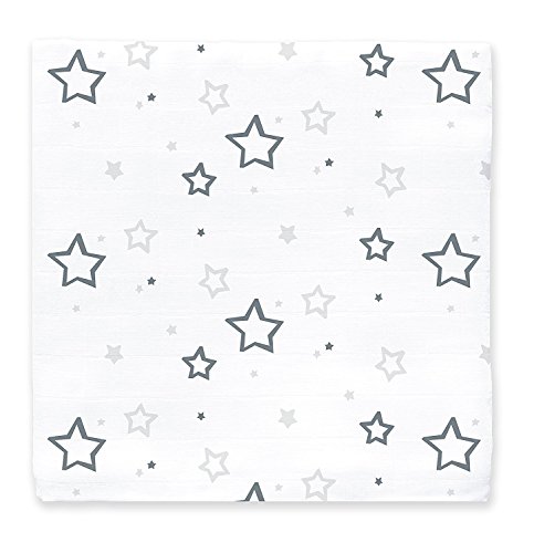 Amazing Baby Muslin Swaddle Blanket, Premium Cotton, Stars, Sterling