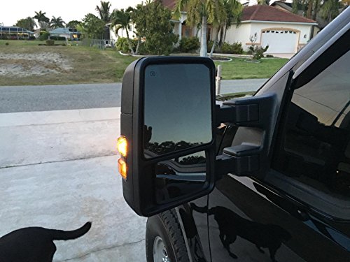 MOTOOS Towing Mirrors Replacement for 2008-2015 Ford F250 F350 F450 F550 Super Duty Pair Rear View Tow Mirrors Power Heated with LED Smoke Signal Light Driver and Passenger Side