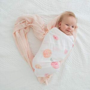 Amazing Baby Muslin Swaddle Blanket, Premium Cotton, Watercolor Roses, Pink, 1 Pack