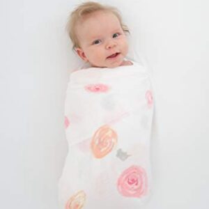 Amazing Baby Muslin Swaddle Blanket, Premium Cotton, Watercolor Roses, Pink, 1 Pack