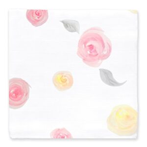 Amazing Baby Muslin Swaddle Blanket, Premium Cotton, Watercolor Roses, Pink, 1 Pack