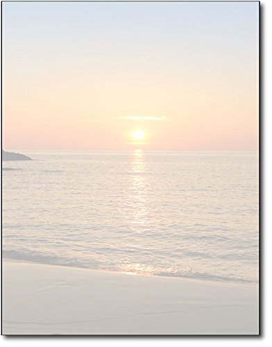 Beach Sunset Stationery Paper - 80 Sheets Letterhead for Inkjet/Laser Printers