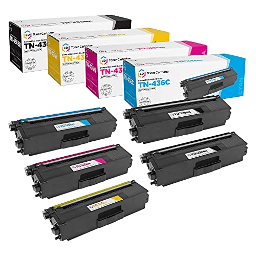 LD Products Compatible Toner Cartridges Replacements for Brother TN436 TN-436 Super HY Compatible with Brother MFC-L8900CDW HLL8360CDW HL-L9310CDW HL-L9310CD ( Black, Cyan, Magenta, Yellow, 5PK)