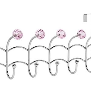 Galashield Over The Door Hook Pink Acrylic Hooks and Stainless Steel Organizer Door Hanger Towel Rack (10 Hooks)