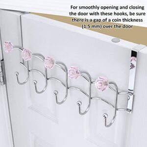 Galashield Over The Door Hook Pink Acrylic Hooks and Stainless Steel Organizer Door Hanger Towel Rack (10 Hooks)