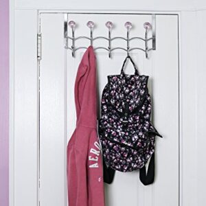 Galashield Over The Door Hook Pink Acrylic Hooks and Stainless Steel Organizer Door Hanger Towel Rack (10 Hooks)