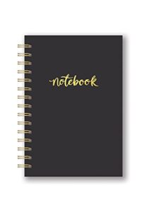 studio oh! hardcover leatheresque spiral notebook available in 6 colors, pitch black