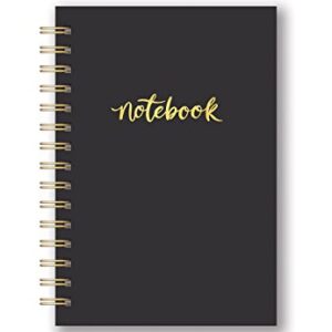 Studio Oh! Hardcover Leatheresque Spiral Notebook Available in 6 Colors, Pitch Black