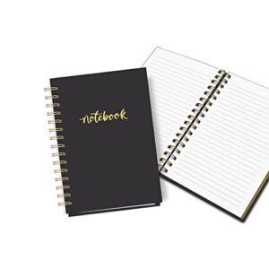 Studio Oh! Hardcover Leatheresque Spiral Notebook Available in 6 Colors, Pitch Black