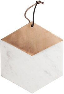 american atelier modern hexagon shaped marble cutting board | marble cutting boards for kitchen | marble charcuterie board | marble cheese board | marble slab for cheese, charcuterie, bread, & more